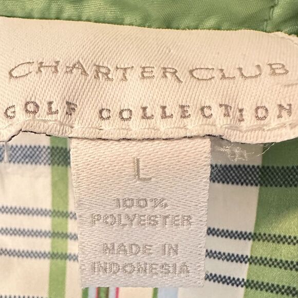 Charter Club Golf Collection Green Quilted Vest Plaid Lined Zip Up Pockets SZ L - Picture 4 of 7
